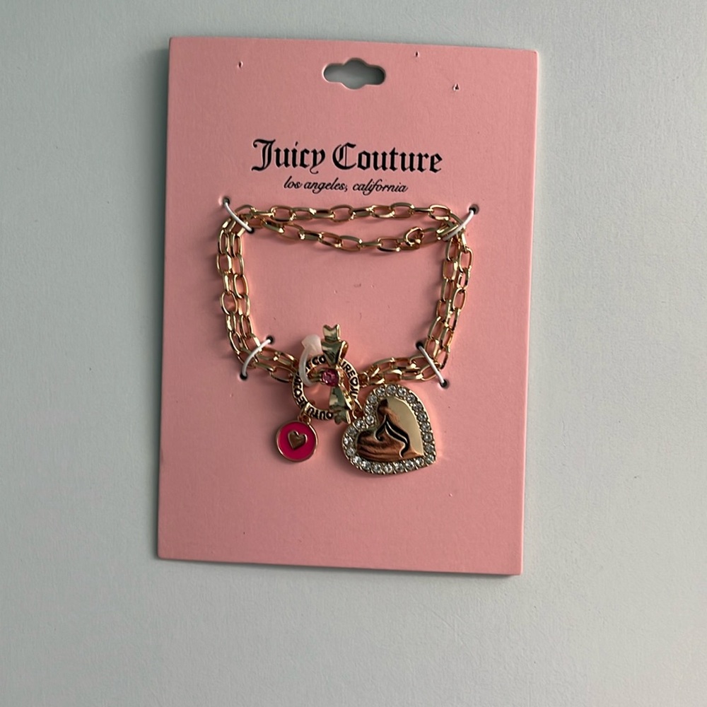 Juicy Couture GoldTone Crystal Pave Heart Charm Toggle Bracelet
